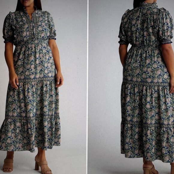 NWT Max Studio London Floral Print Short Sleeve Tiered Maxi Dress in Women's XL - Picture 13 of 16